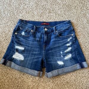 Women’s 7 For All Mankind Distressed Blue Jean Shorts